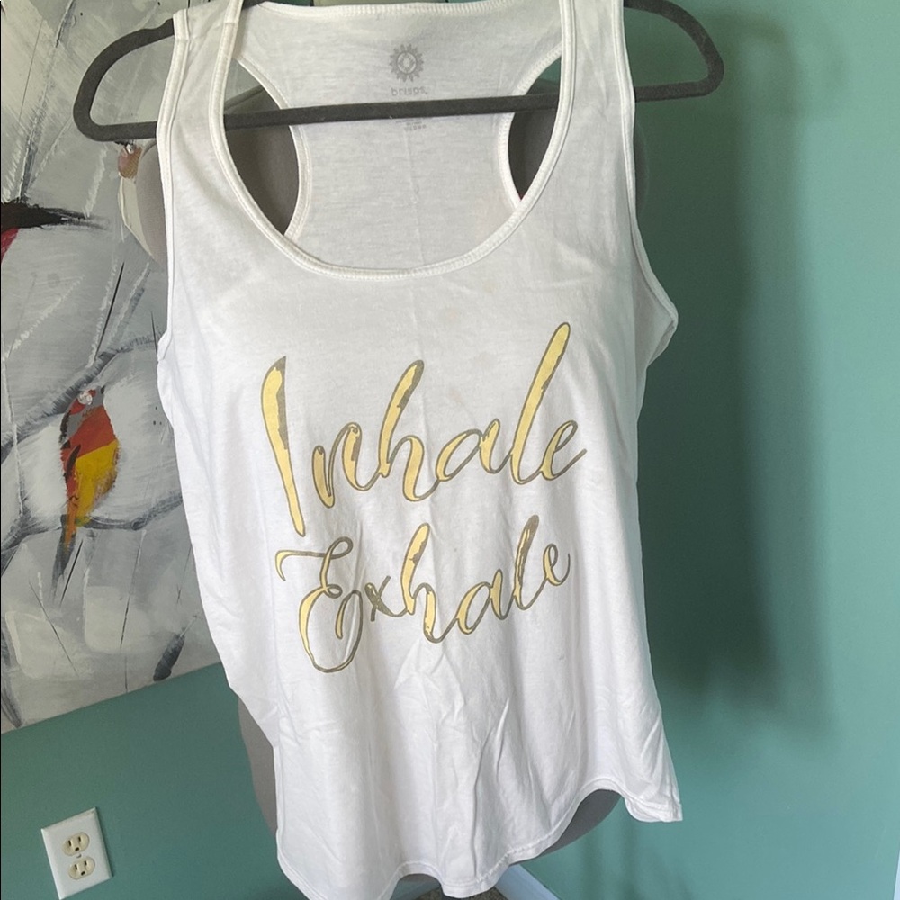 White Tank Top with Gold Print